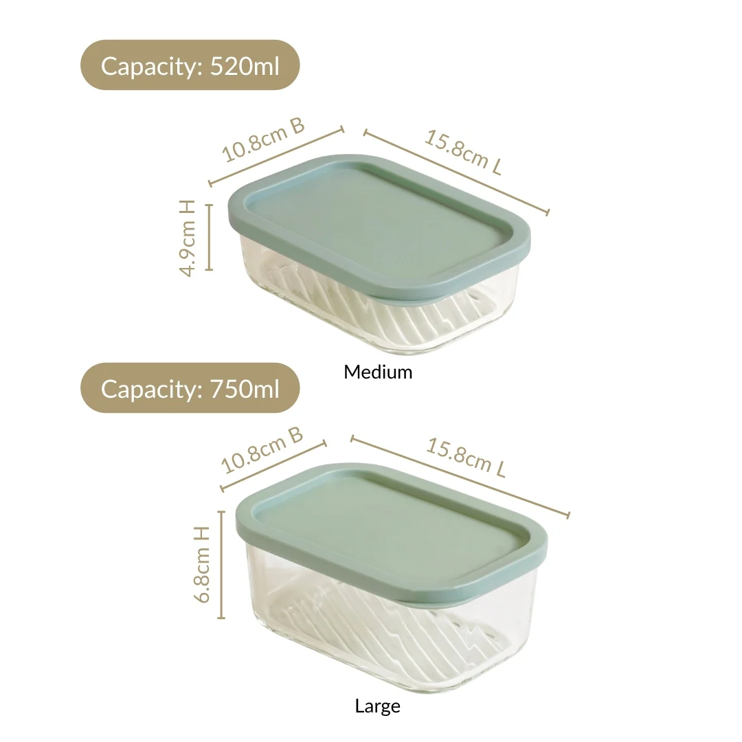 Groovo Storage Container Set Of 4 Sage Green M 520ml L 750ml - Image 4