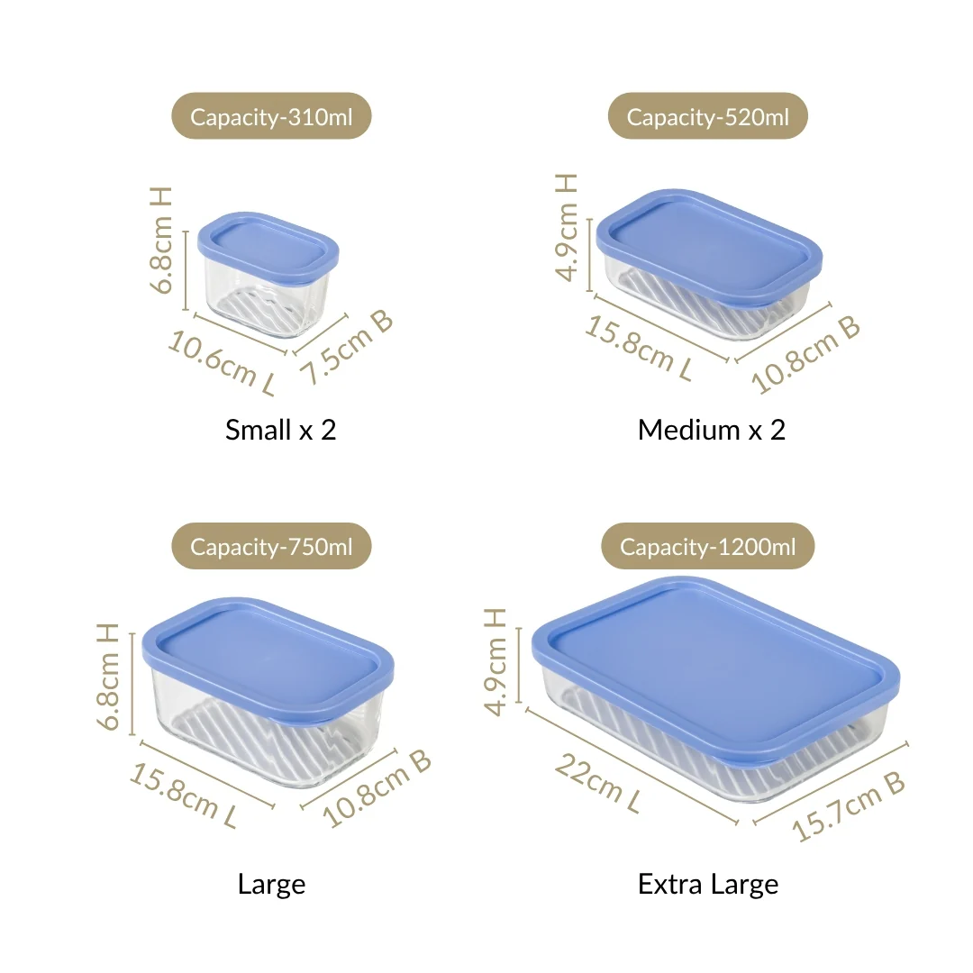 Groovo Transparent Airtight Storage Containers Set Of 6 S 310ml M 520ml L 750ml XL 1200ml - Image 5