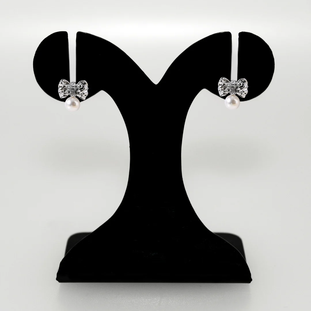 Hammered And Dainty Silver Bow Studs - Image 6