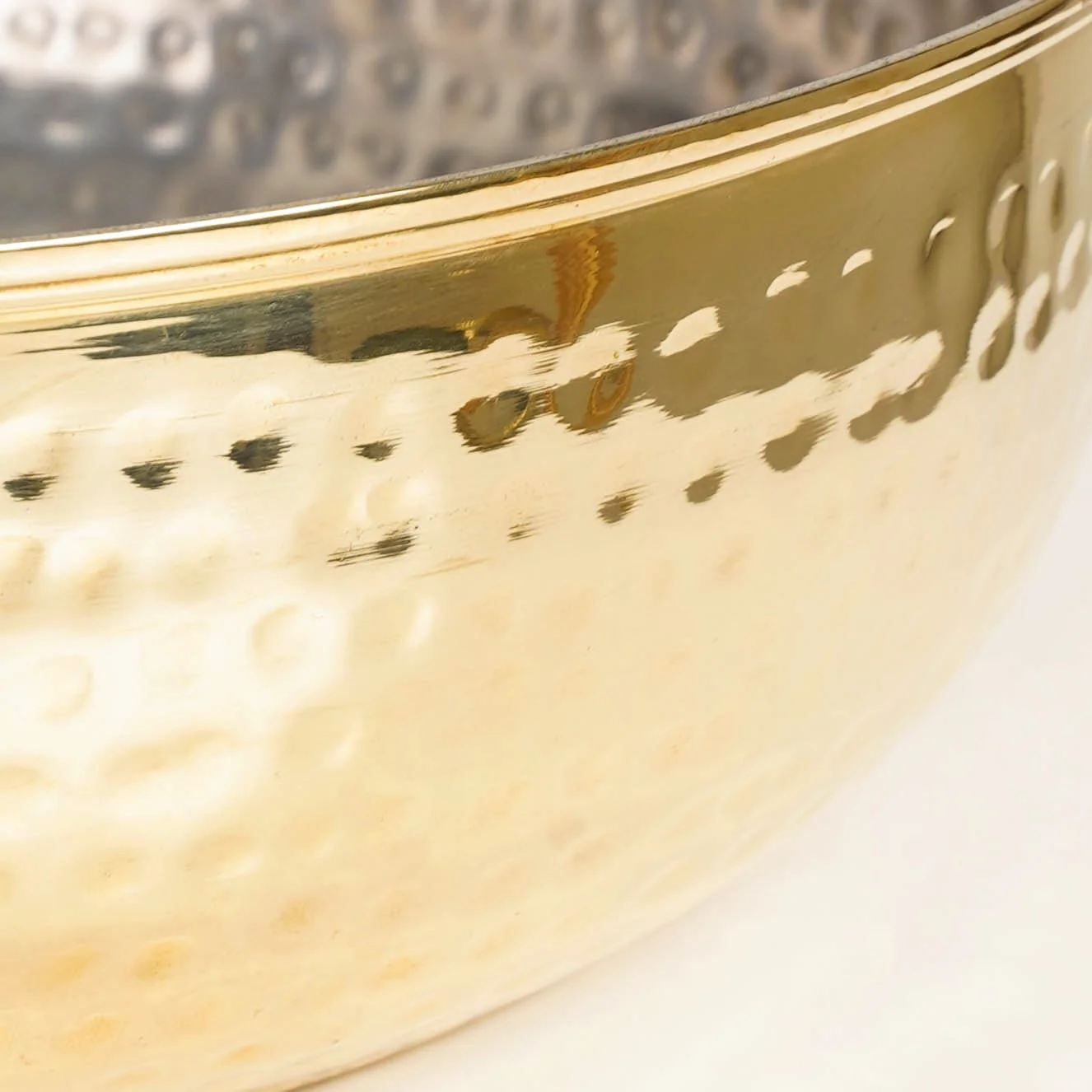 Hammered Pure Brass Kadhai With Glass Lid 4000ml - Image 9