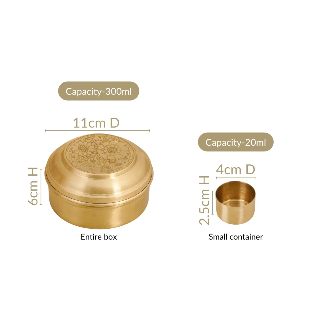 Handcrafted Brass Marigold Mukhwas Box – Spice & Mouth Freshener Holder - Image 4