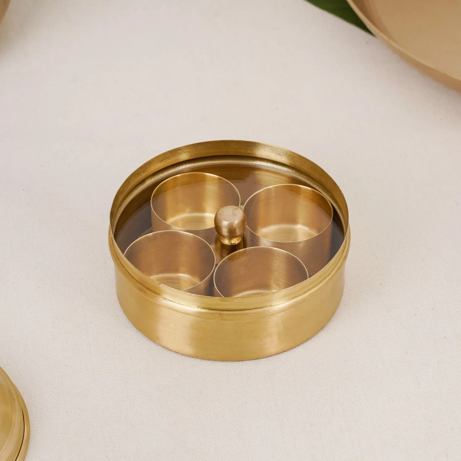 Handcrafted Brass Marigold Mukhwas Box – Spice & Mouth Freshener Holder - Image 7