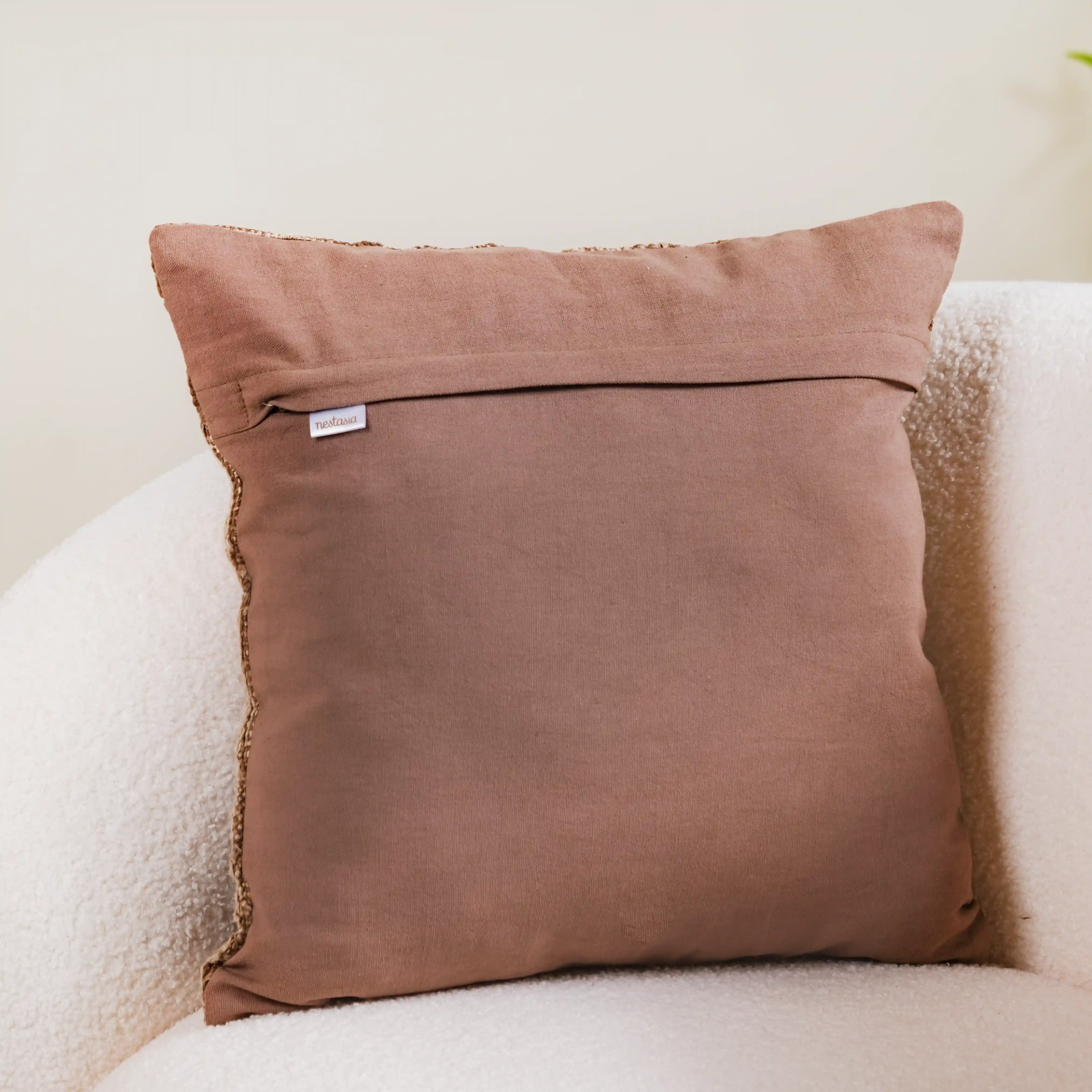 Handcrafted Soft Woven Cushion Cover Brown 16x16 Inch - Image 8