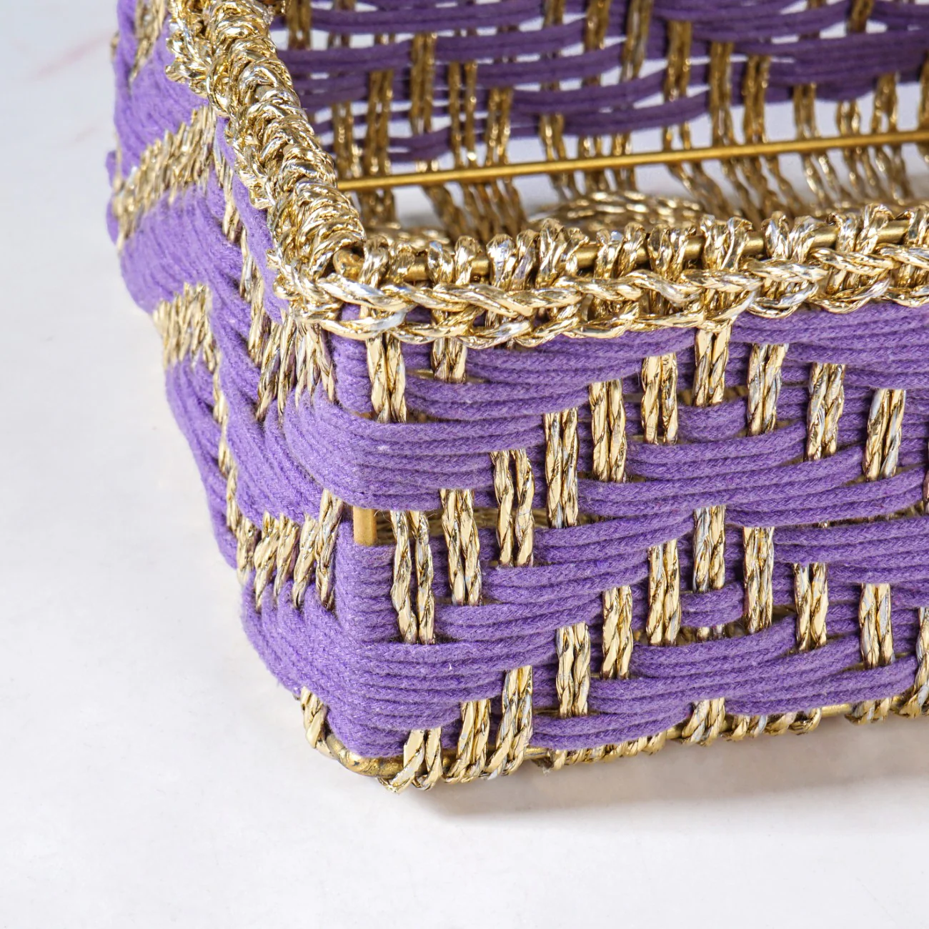 Handwoven Gift Basket With Movable Handle Lavender - Image 5