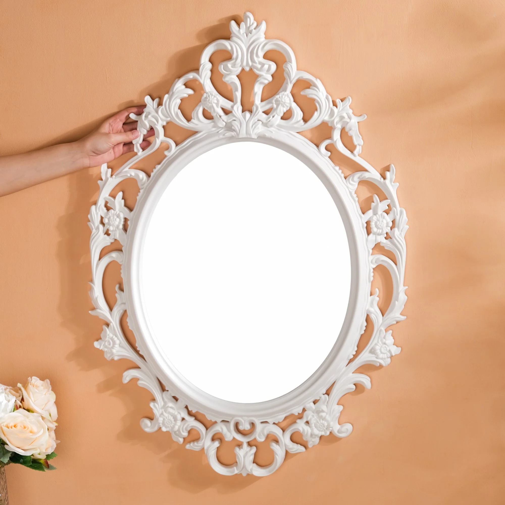 Hanging Wall Mirror White Large - Image 2