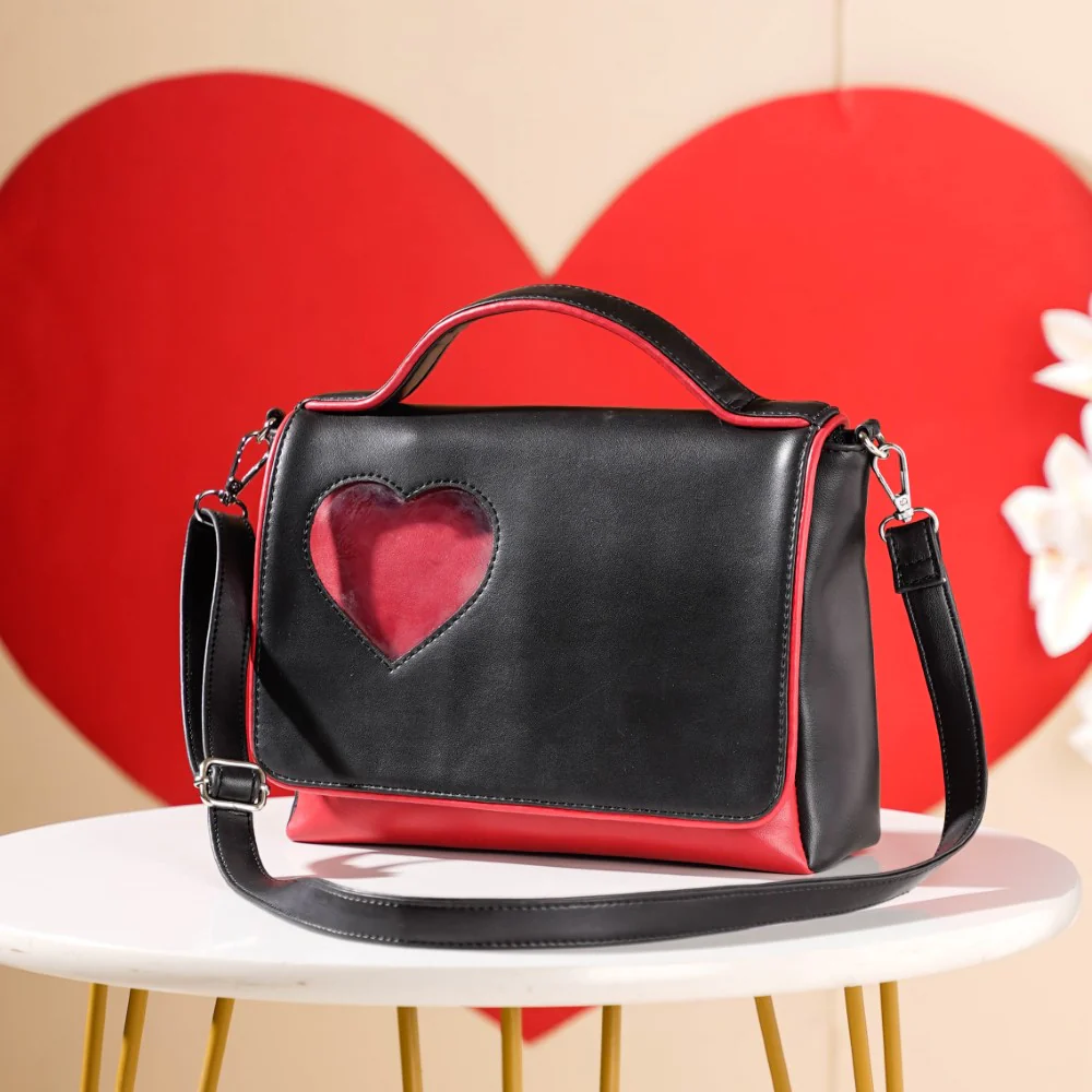 Heart Sling Bag Black And Red - Image 6