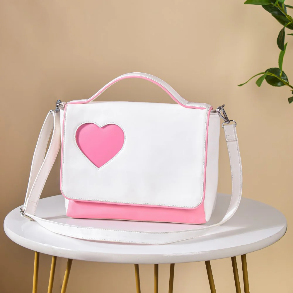 Heart Sling Bag White And Pink - Image 3