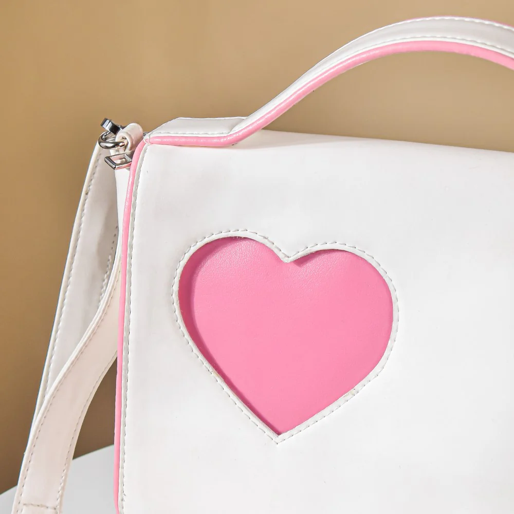 Heart Sling Bag White And Pink - Image 4