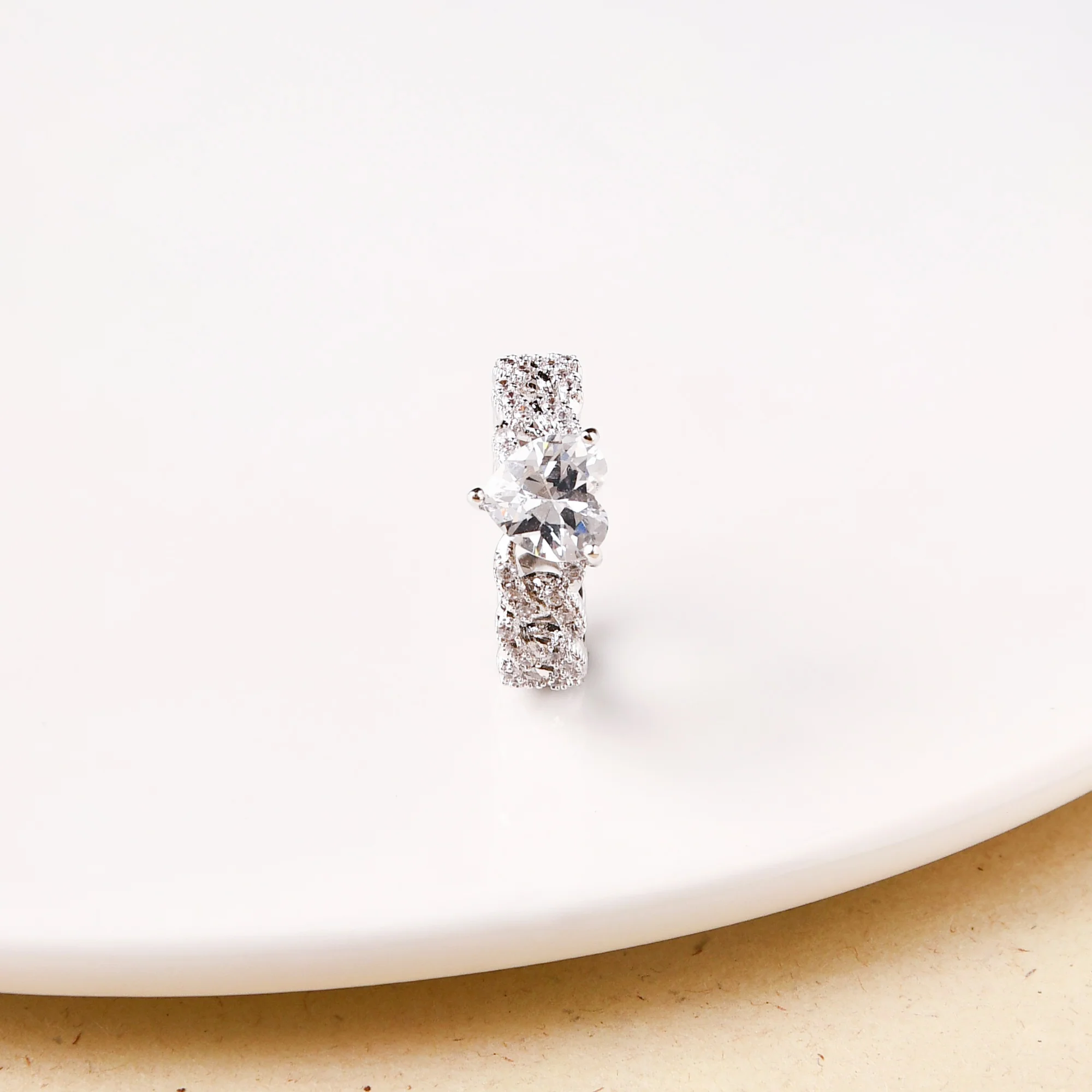 Heart Solitaire Knotted Silver Ring - Image 6