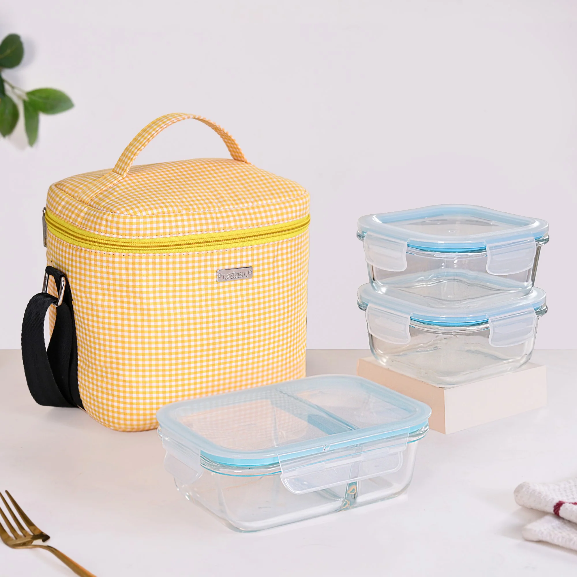 Heat Insulated Lunch Bag With Lunch Box Yellow