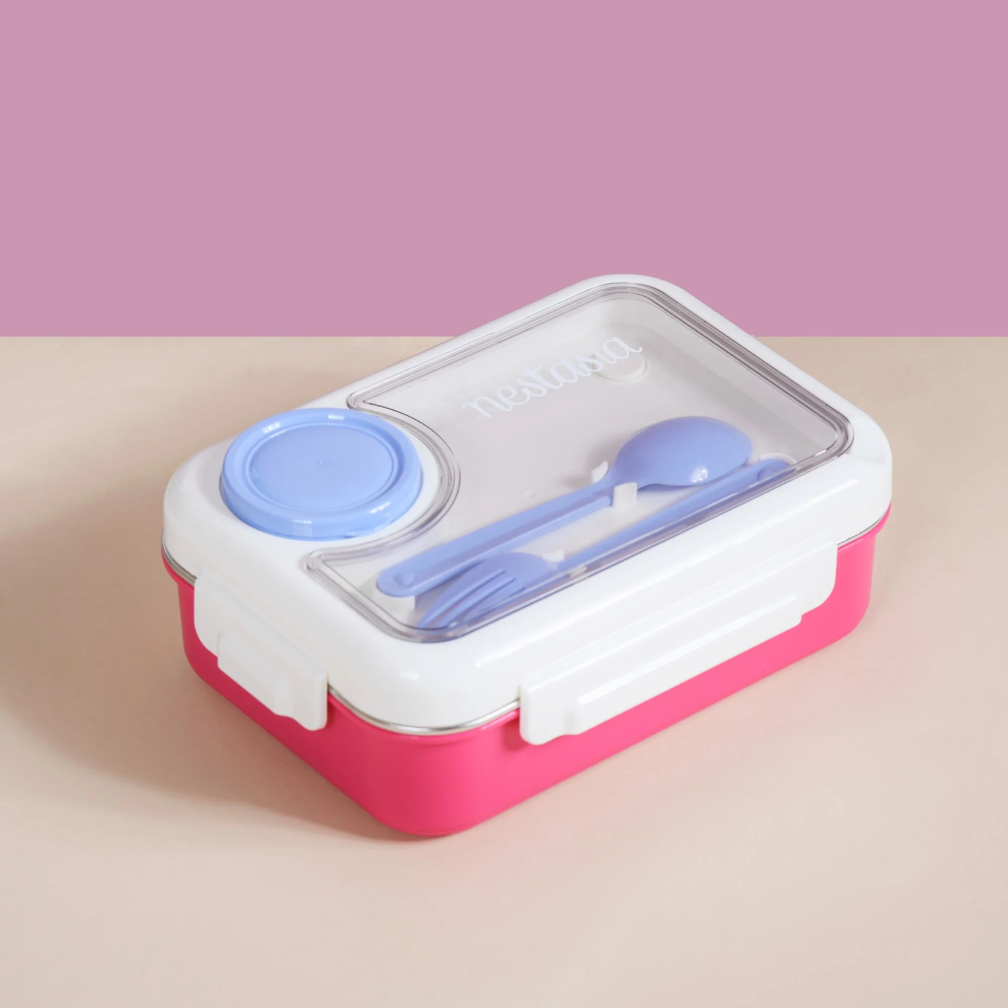 Lunch Box For Kids With 3 Individual Sections Pink 750ml - Image 5