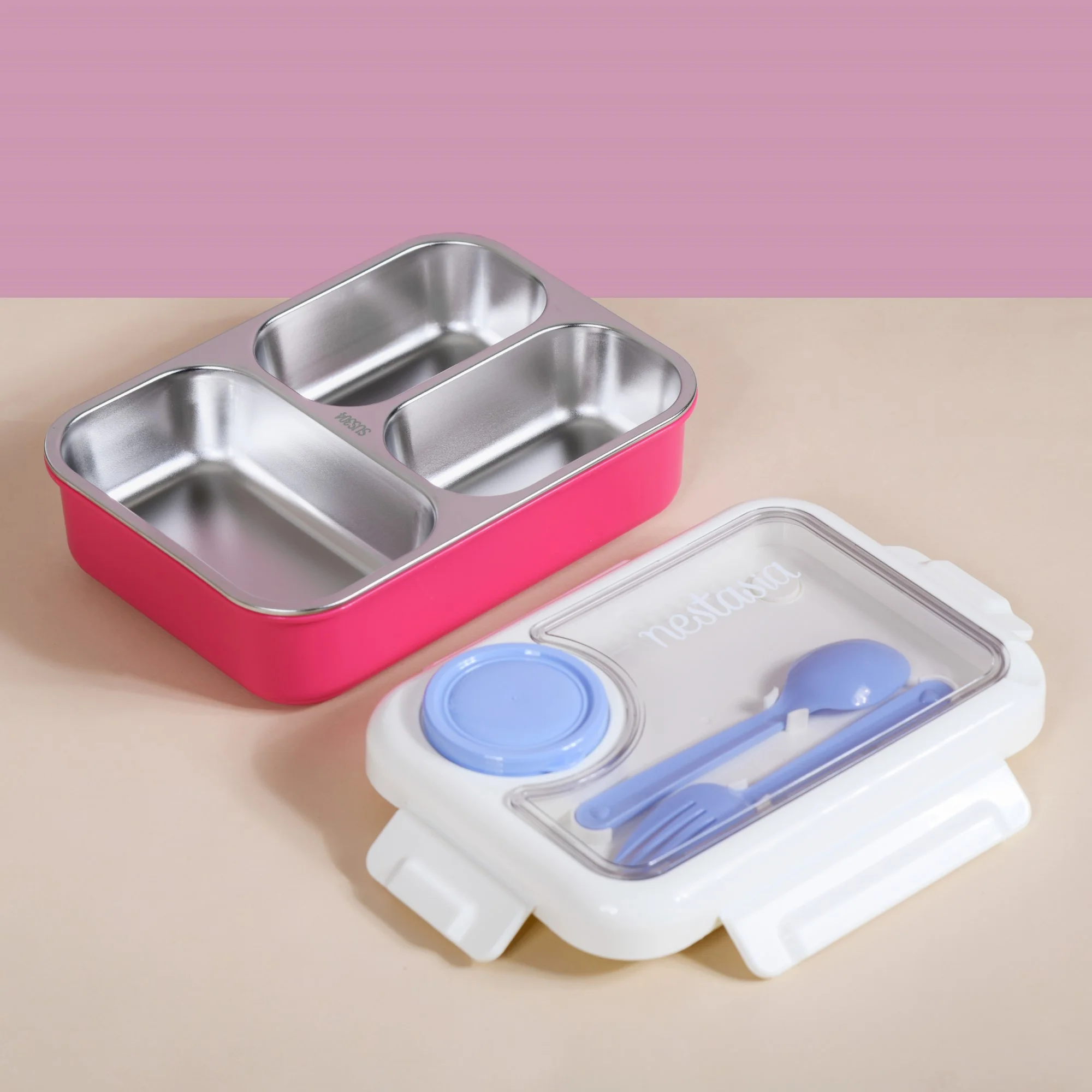Lunch Box For Kids With 3 Individual Sections Pink 750ml - Image 7