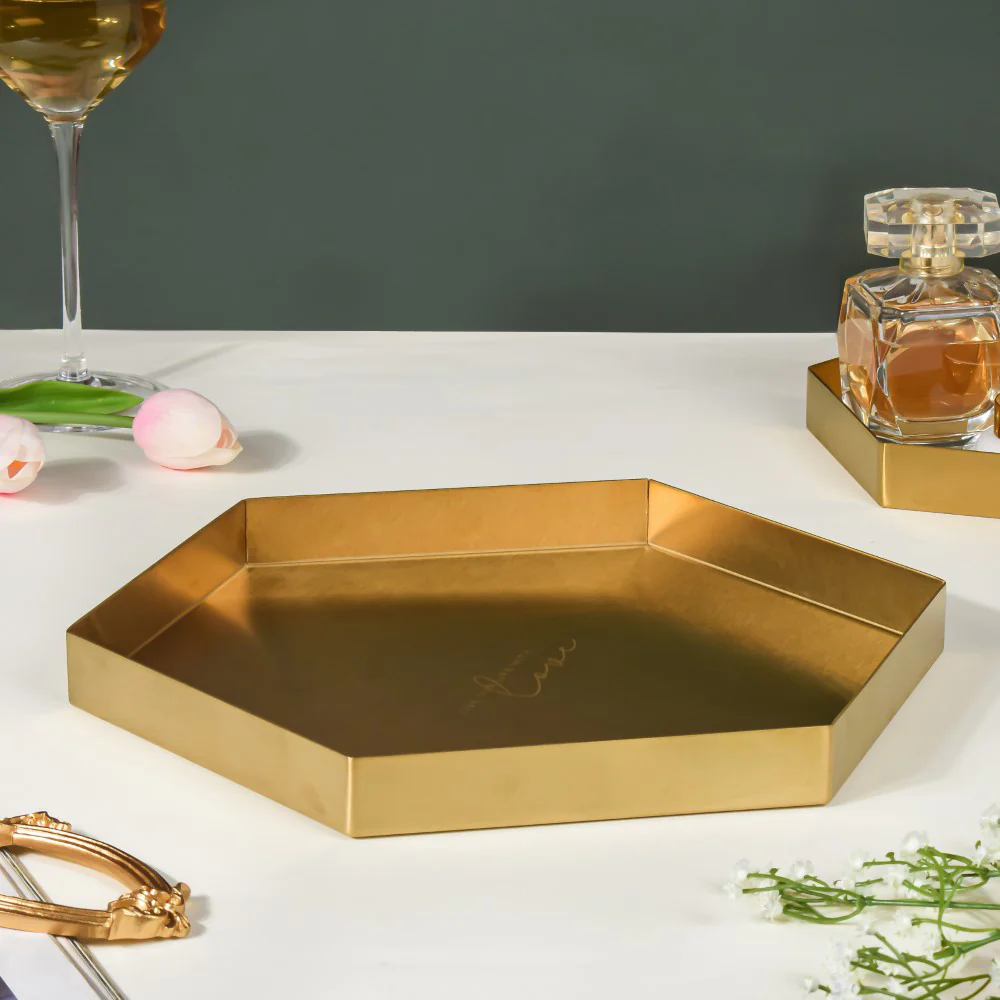 Hexa Decoration Tray Golden Large - Image 6