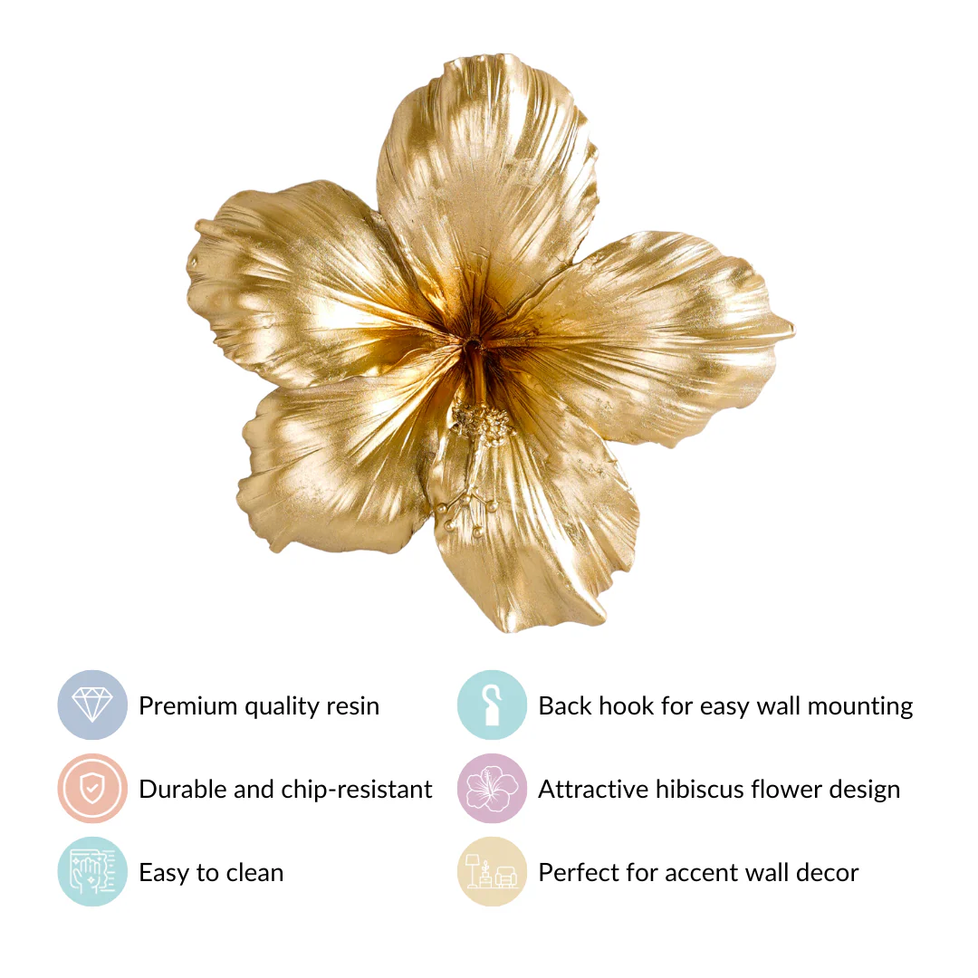 Hibiscus Wall Decor Gold - Image 3