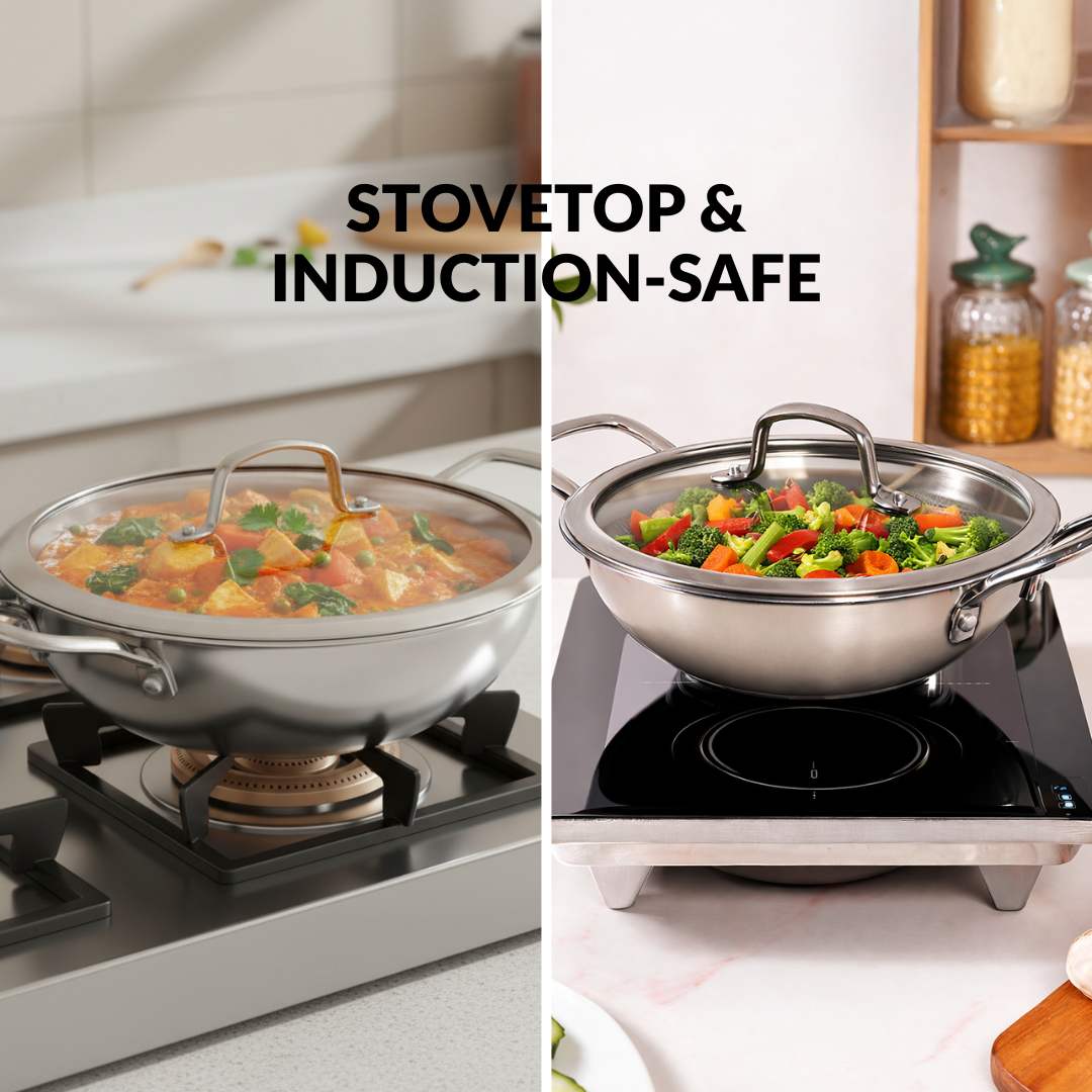 Honeycomb Non Stick Induction Friendly Triply Kadai With Lid 3500ml - Image 12