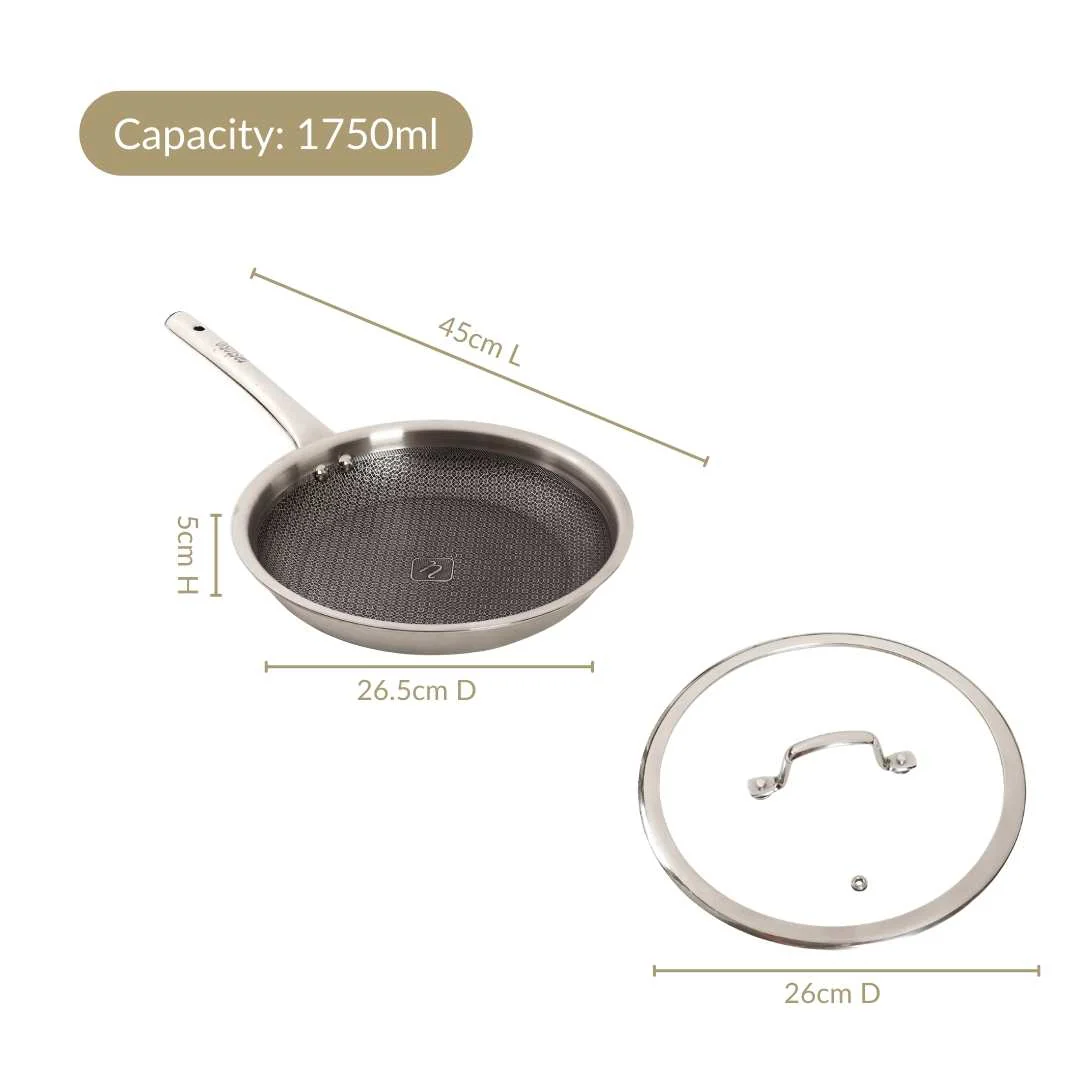 Honeycomb Non Stick Triply Frypan With Lid 1750ml - Image 5