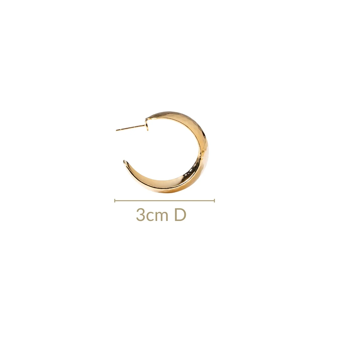 Honeycomb Textured Gold Hoop Earrings - Image 3