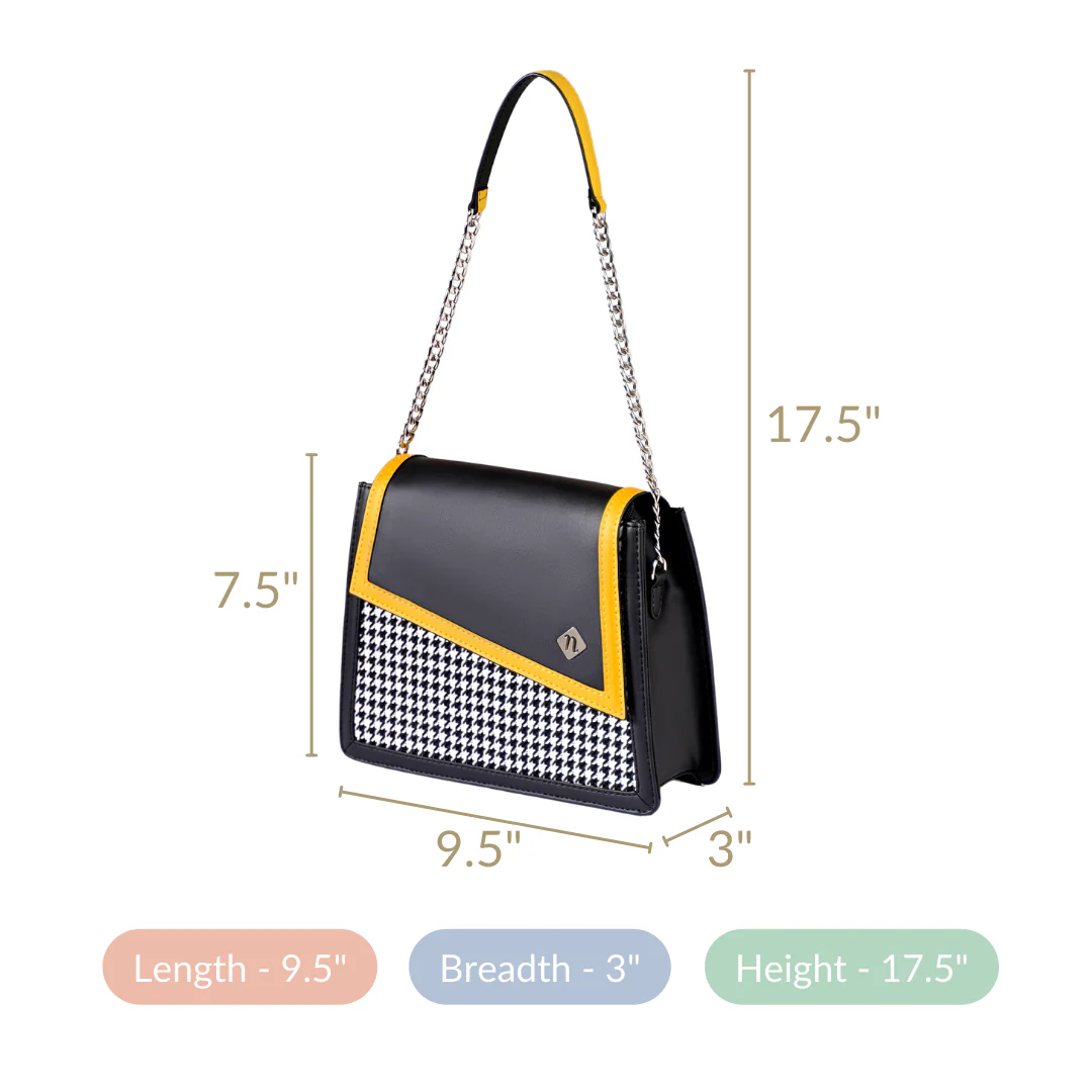 Houndstooth Diagonal Flap Handbag For Women - Image 6