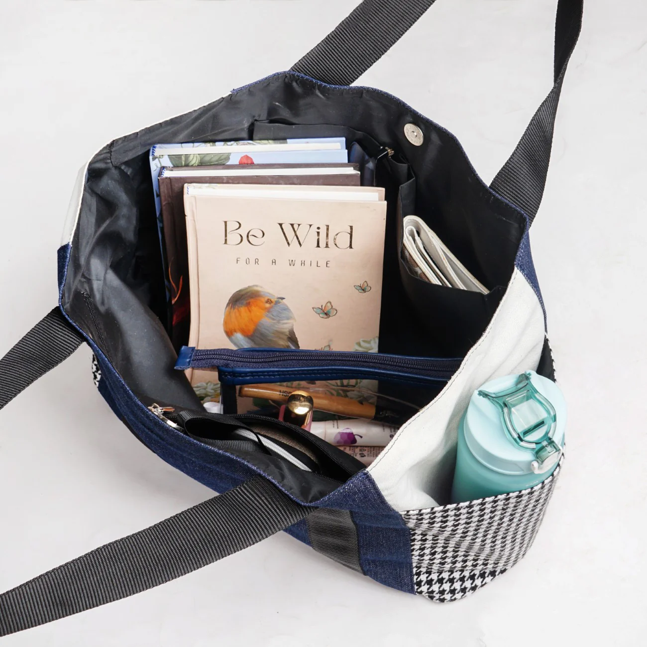 Houndstooth Pattern Tote Bag For Women - Image 7