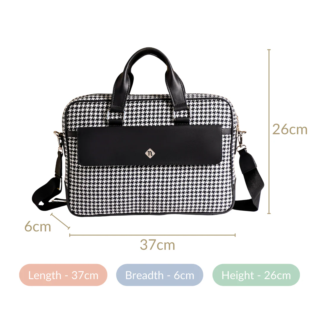 Houndstooth Patterned Woven Laptop Bag - Image 10