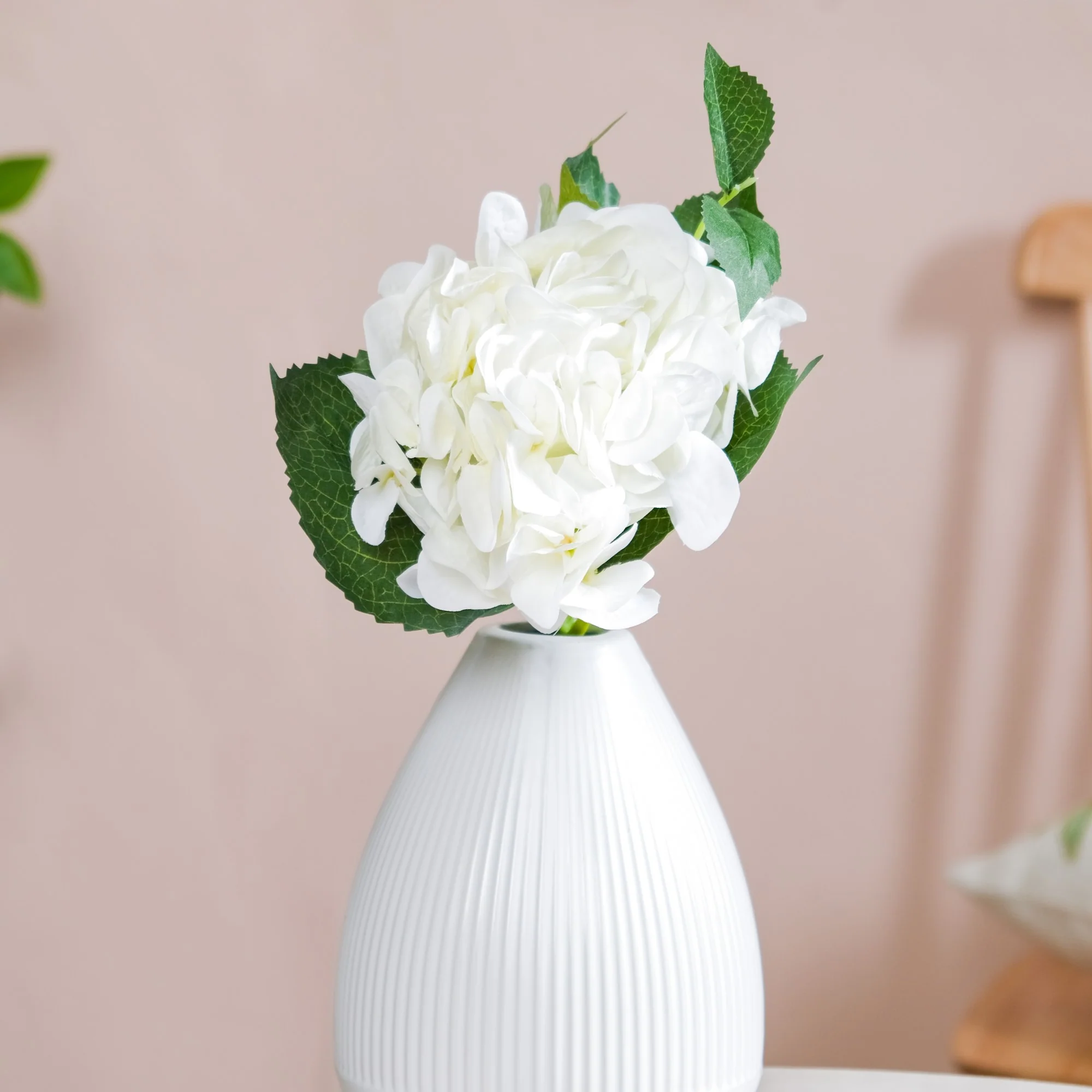 Hydrangea With Leaves White - Image 3