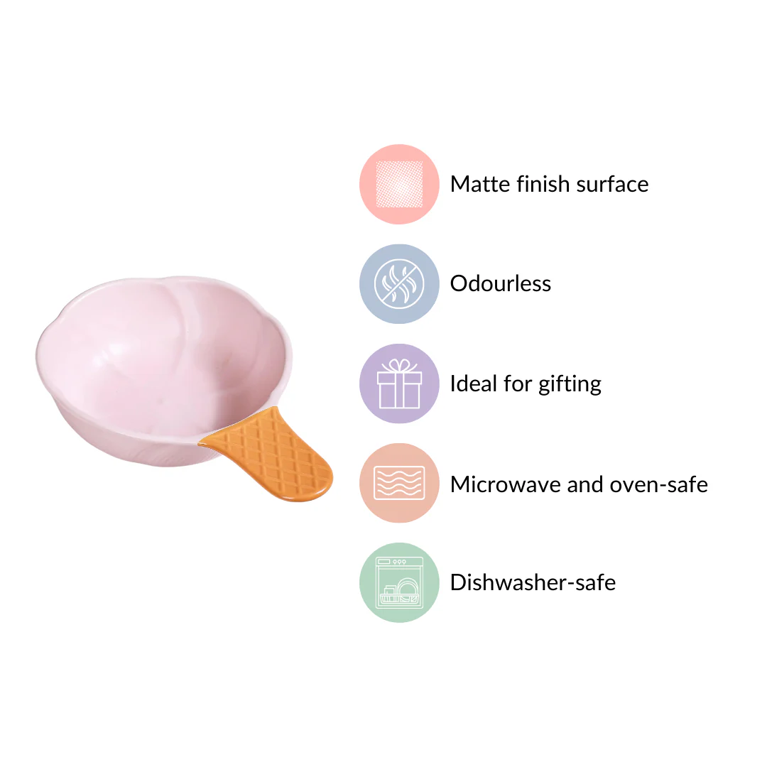 Ice Cream Bowl With Handle Strawberry Pink 400 ml - Image 5
