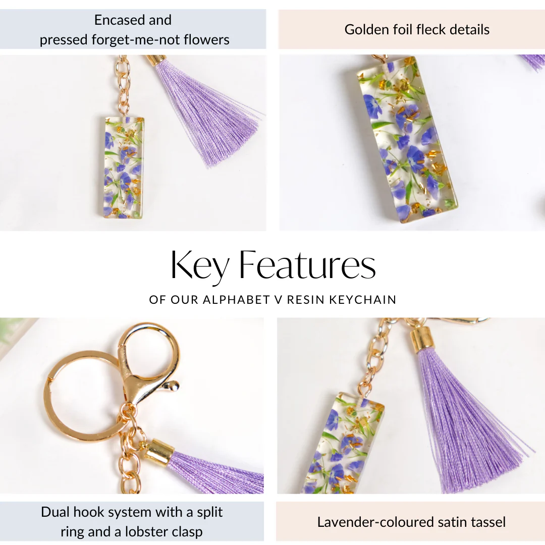 Iconic I Resin Keyring With Lavender Tassel - Image 5