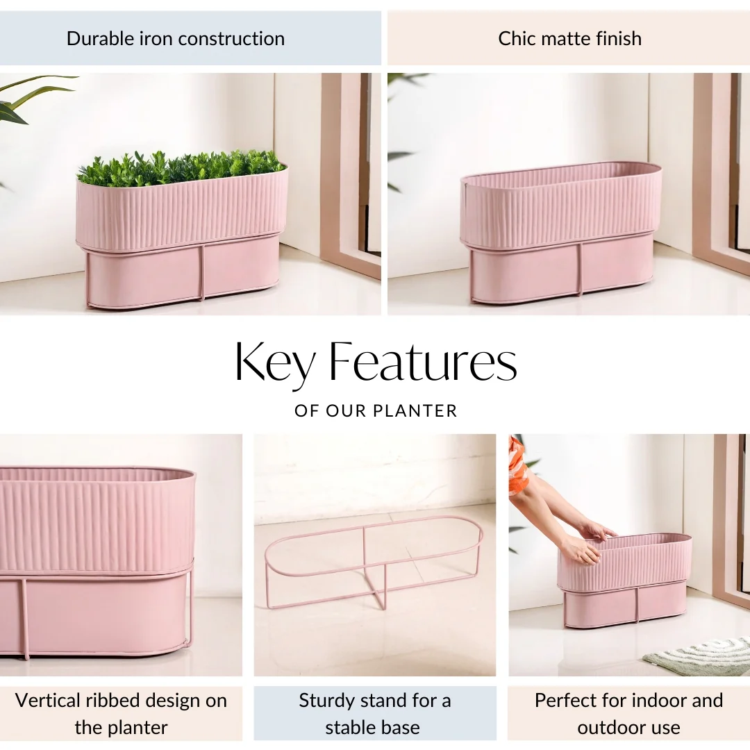 Box Planter With Stand Dusty Pink - Image 4