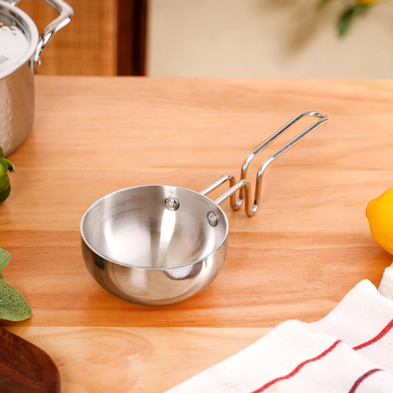 Induction Safe Tri Ply Stainless Steel Tadka Pan 540ml