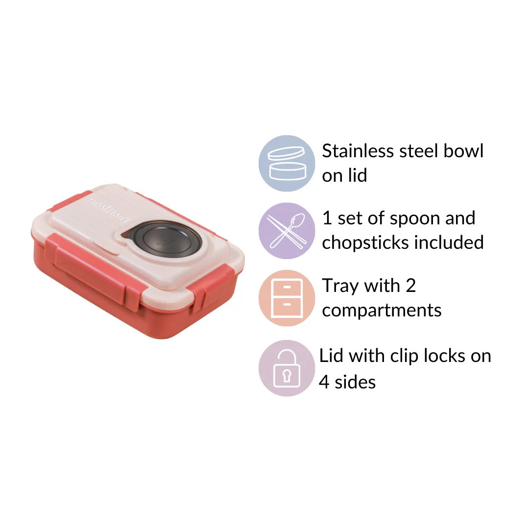 Insulated Lunch Box With 2 Compartments Pink 800ml - Image 9