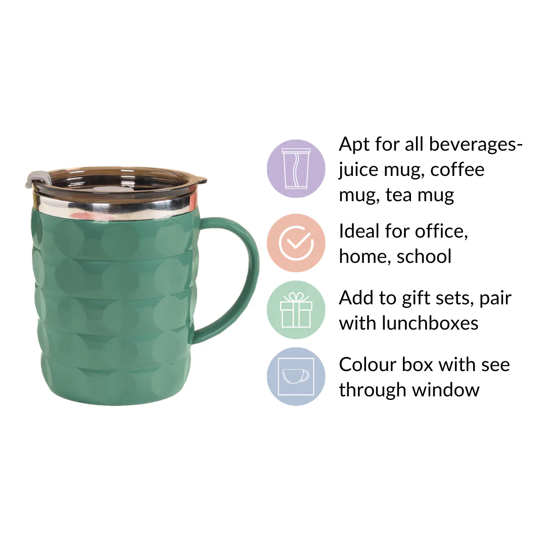 Portable Coffee Mug With Lid Green 400ml - Image 9