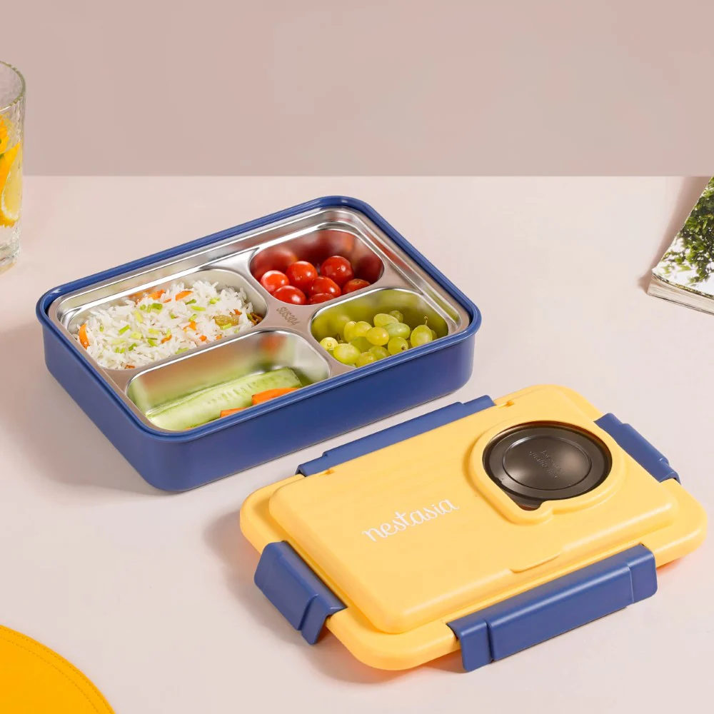 Blue insulated stainless steel tiffin box