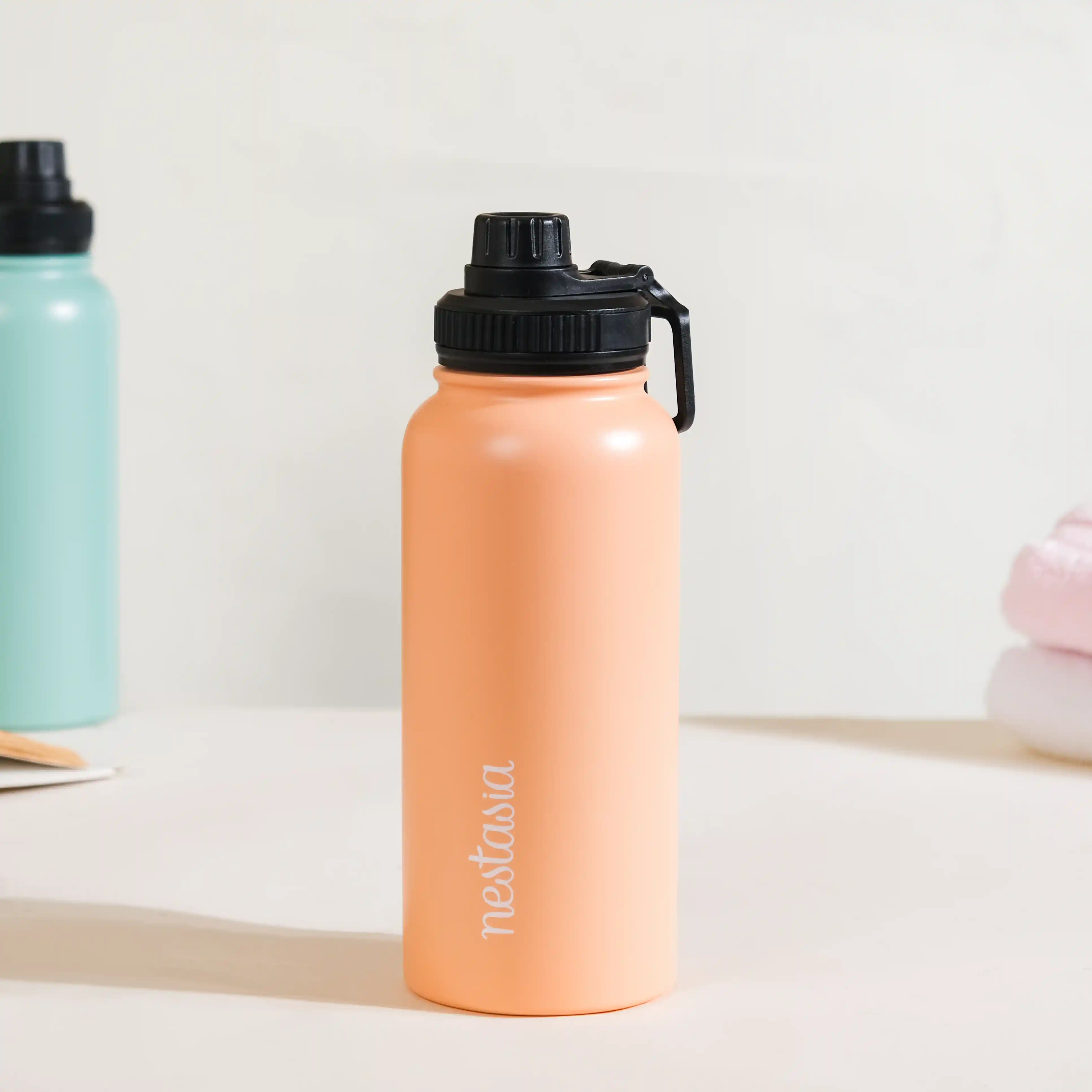 Insulated Thermos Stainless Steel Water Bottle Peach 1L - Image 3
