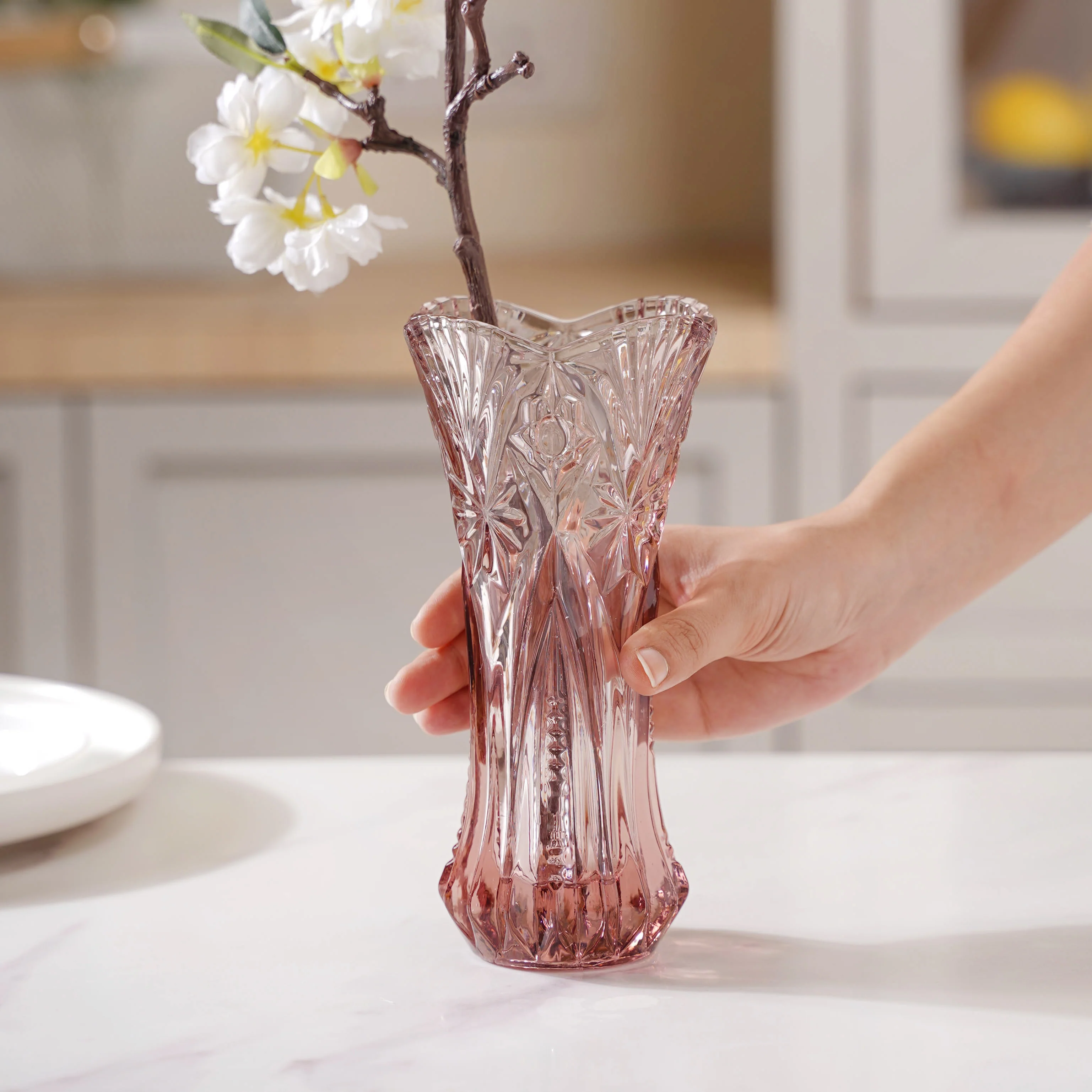 Pink Cut Glass Vase - Image 5