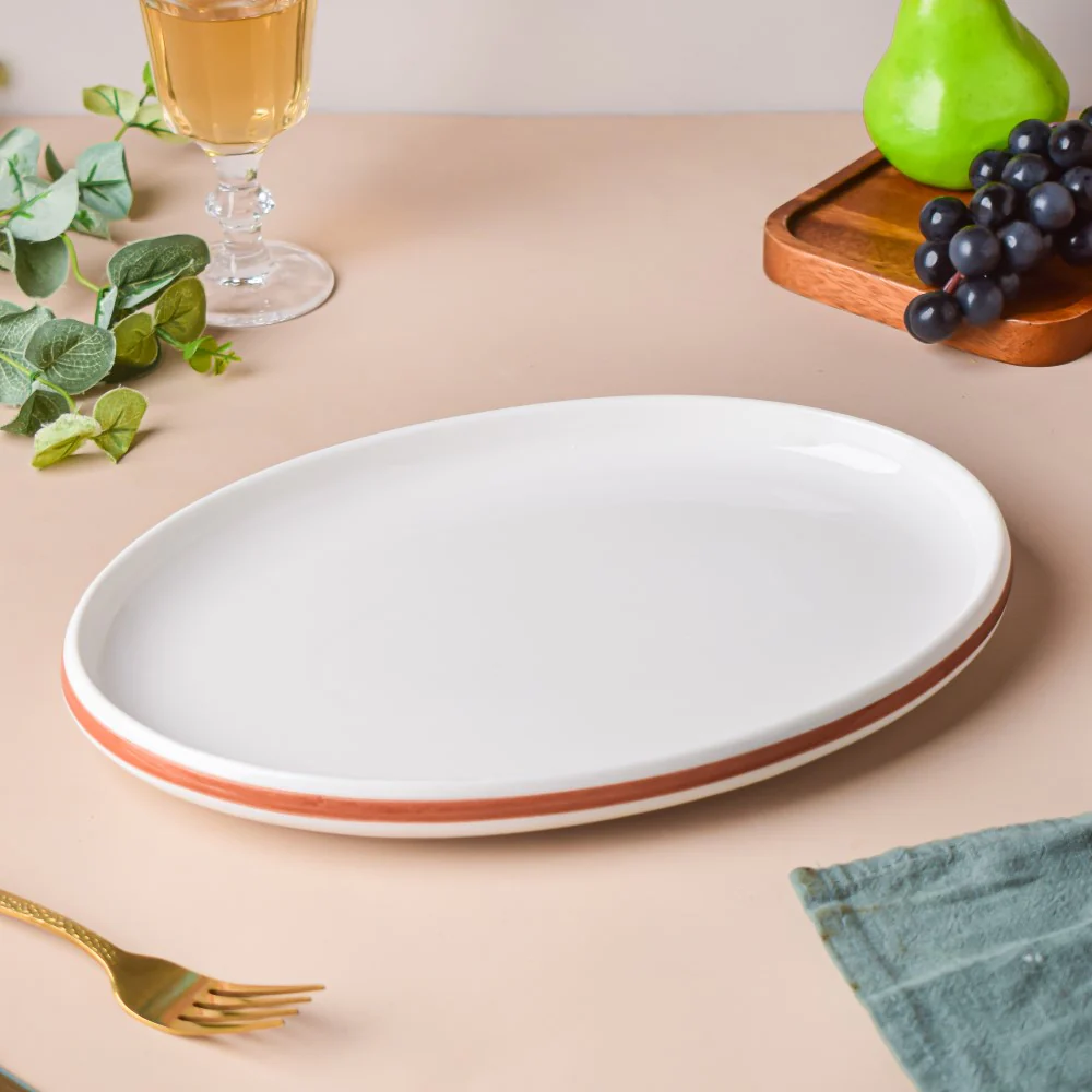Ivory Ceramic Serving Oval Platter 12 Inch - Image 5