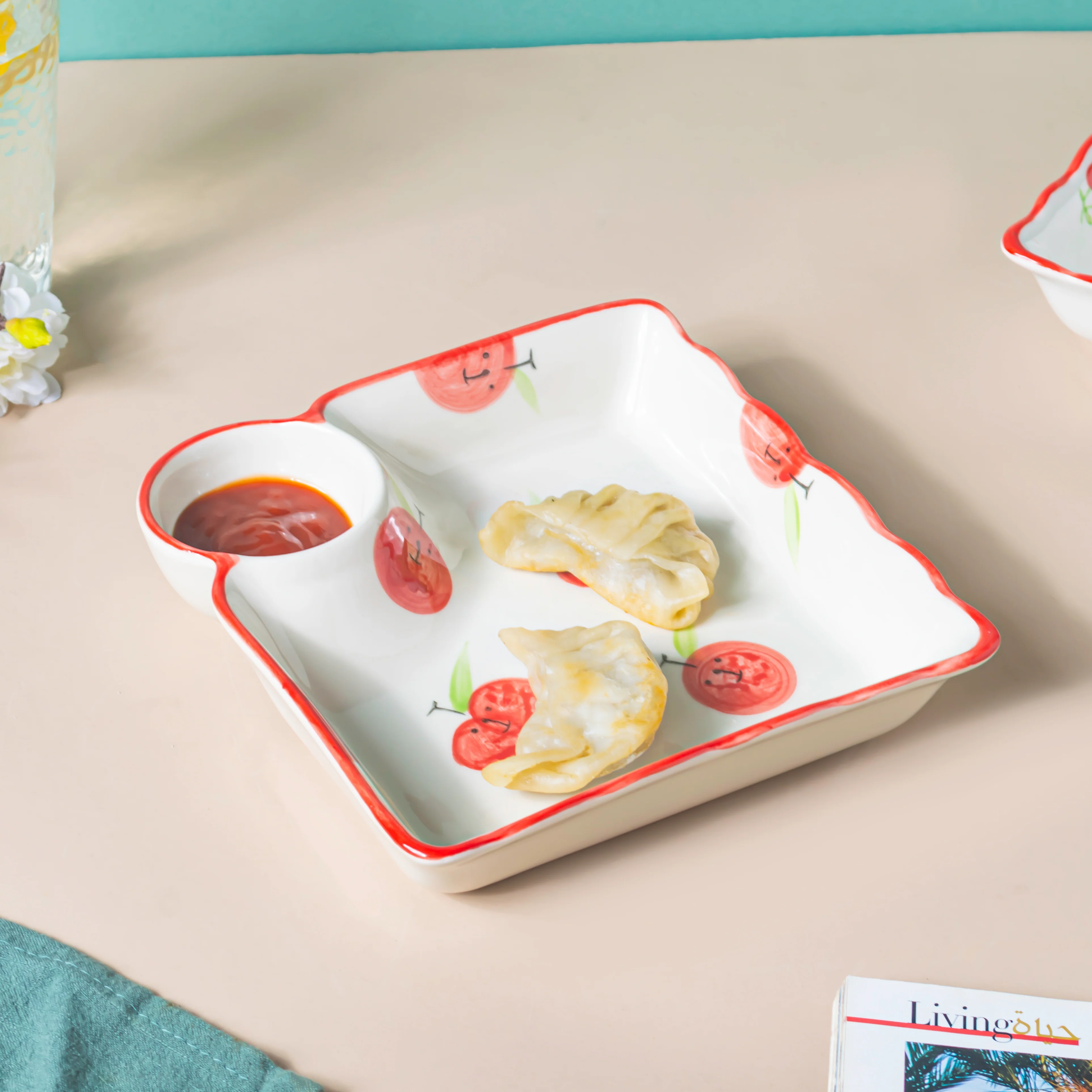 Jamming With Cranberry Sectioned Plate Red - Image 5