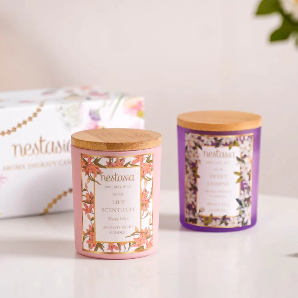 Jasmine & Lily Soy Wax Scented Candles Set Of 2 - Image 10