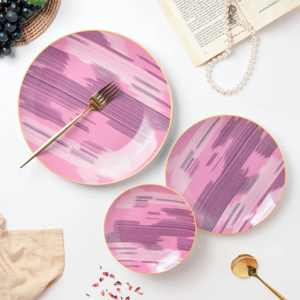 Jazz Decal Ceramic Snack Plate Pink 8 Inch - Image 6