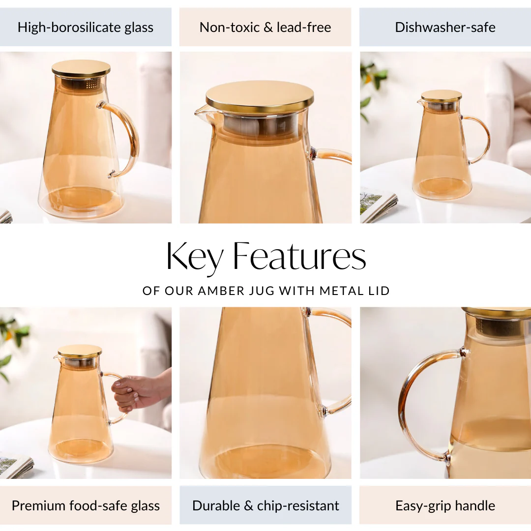 Amber Jug with Metal Lid 1800ml - Image 5