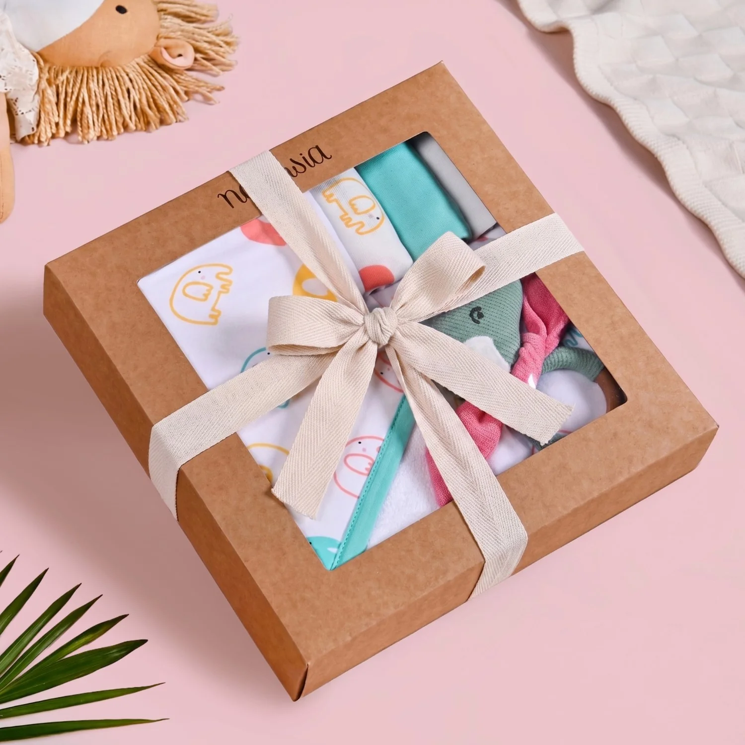 Jumbo Joy Baby Shower Gift With Towel Swaddle Napkin Rattle Set Of 6 - Image 7