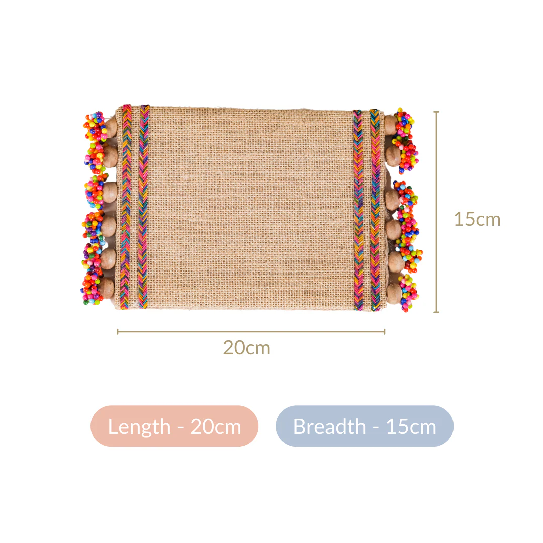 Jute Trivet Mat With Wooden Beads Set of 2 - Image 3