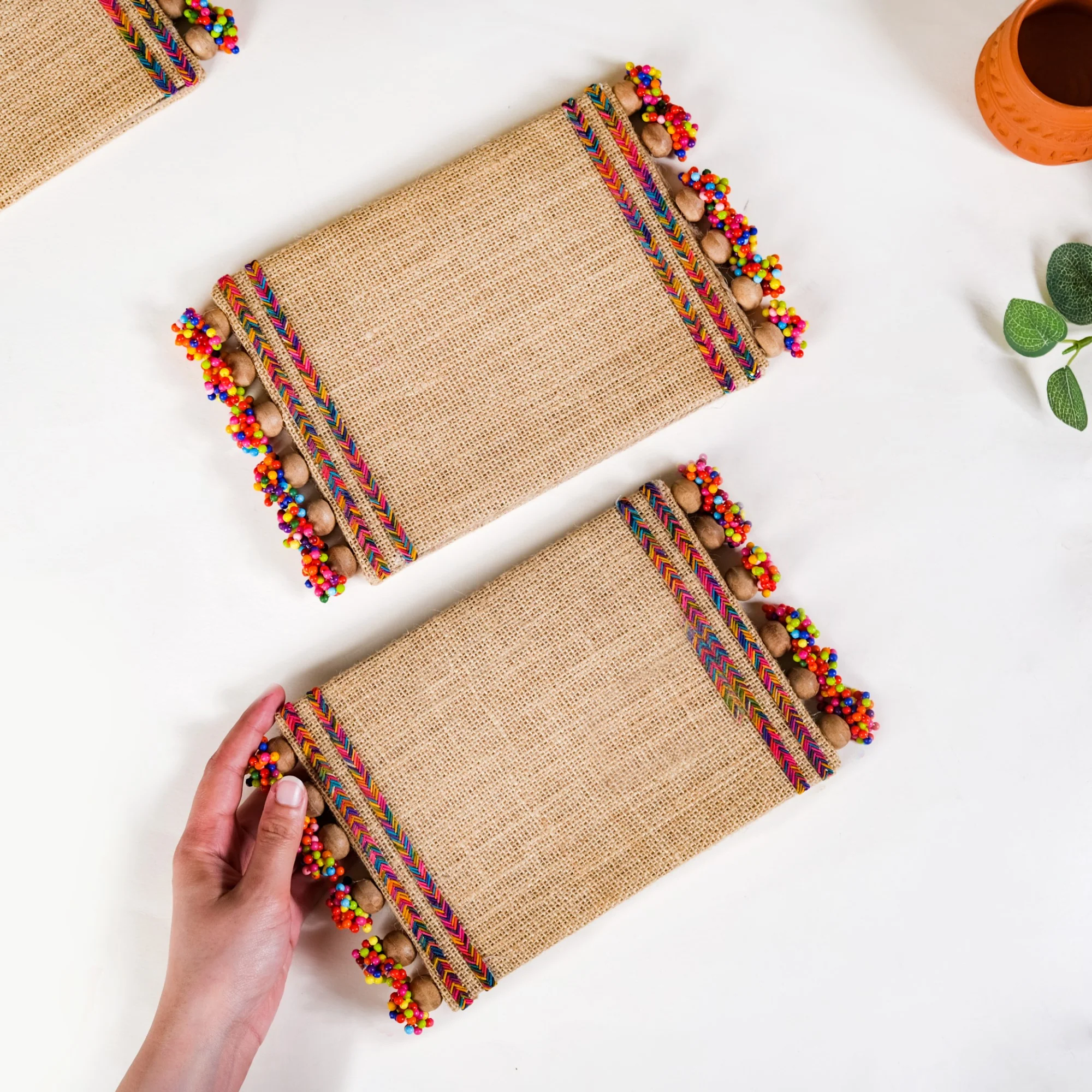 Jute Trivet Mat With Wooden Beads Set of 2 - Image 5