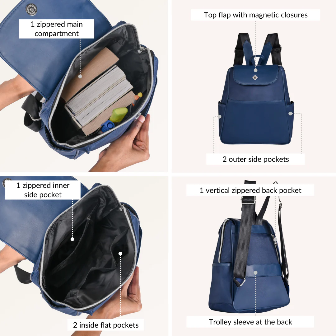 Kaizen Small Travel Backpack Navy Blue - Image 6