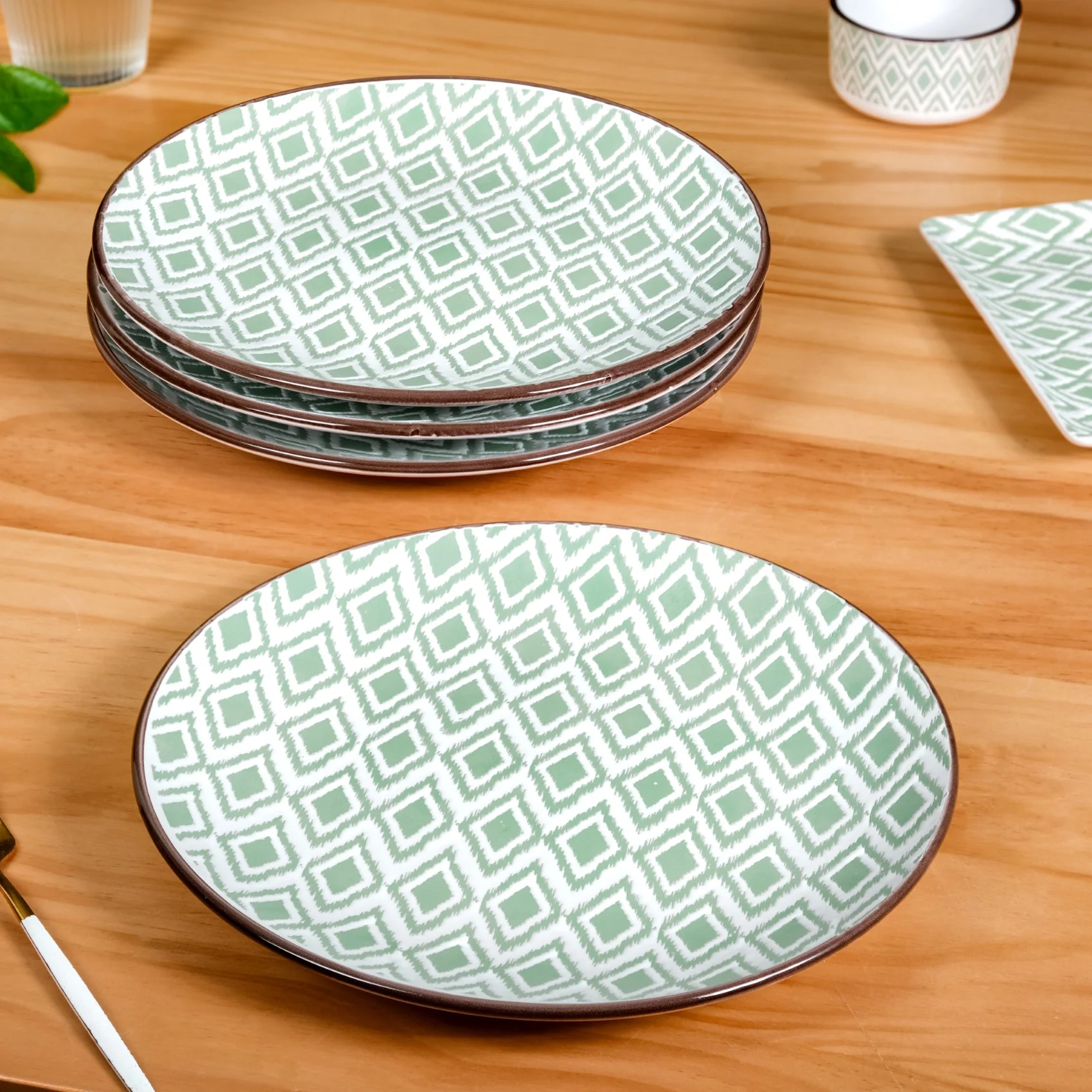 Kaleido Ceramic Dinner Plate Set Of 4 Green 11 Inch - Image 2