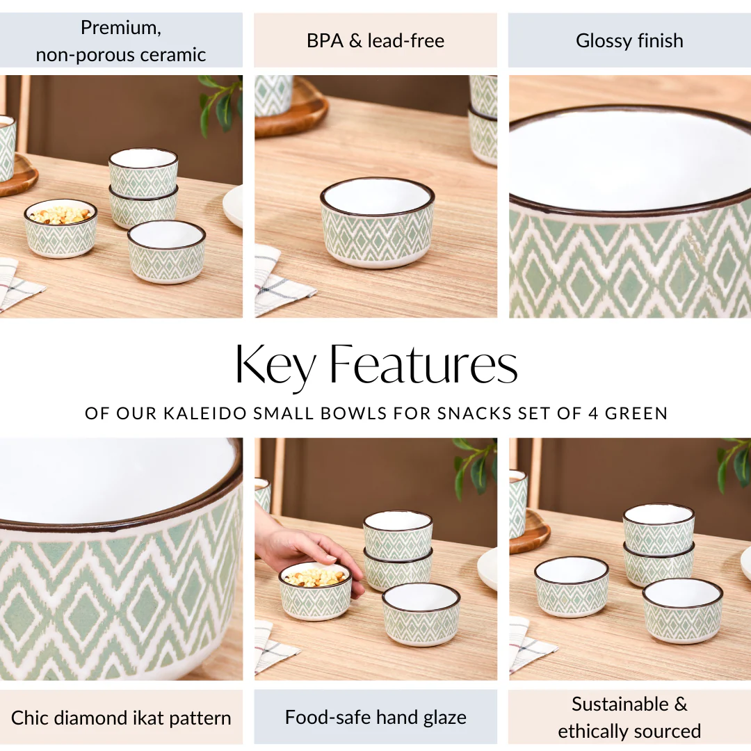 Kaleido Small Bowls For Snacks Set Of 4 Green 200ml - Image 5