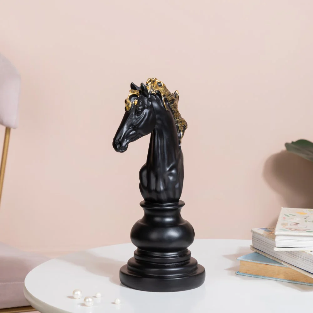 Knight Horse Chess Piece Decor Black 10 Inch - Image 4