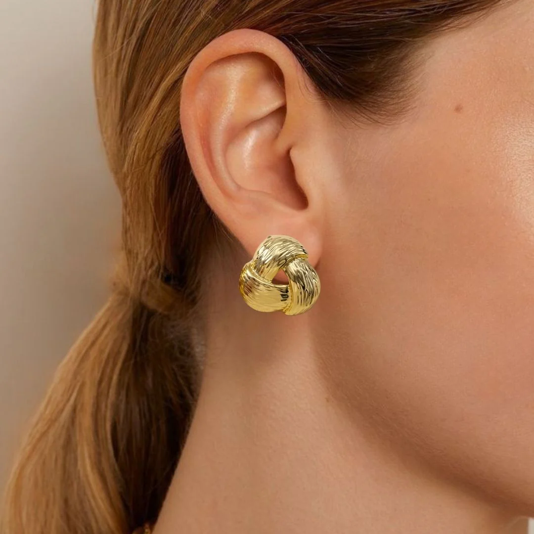 Knot Of Strength Stud Earrings Gold - Image 2