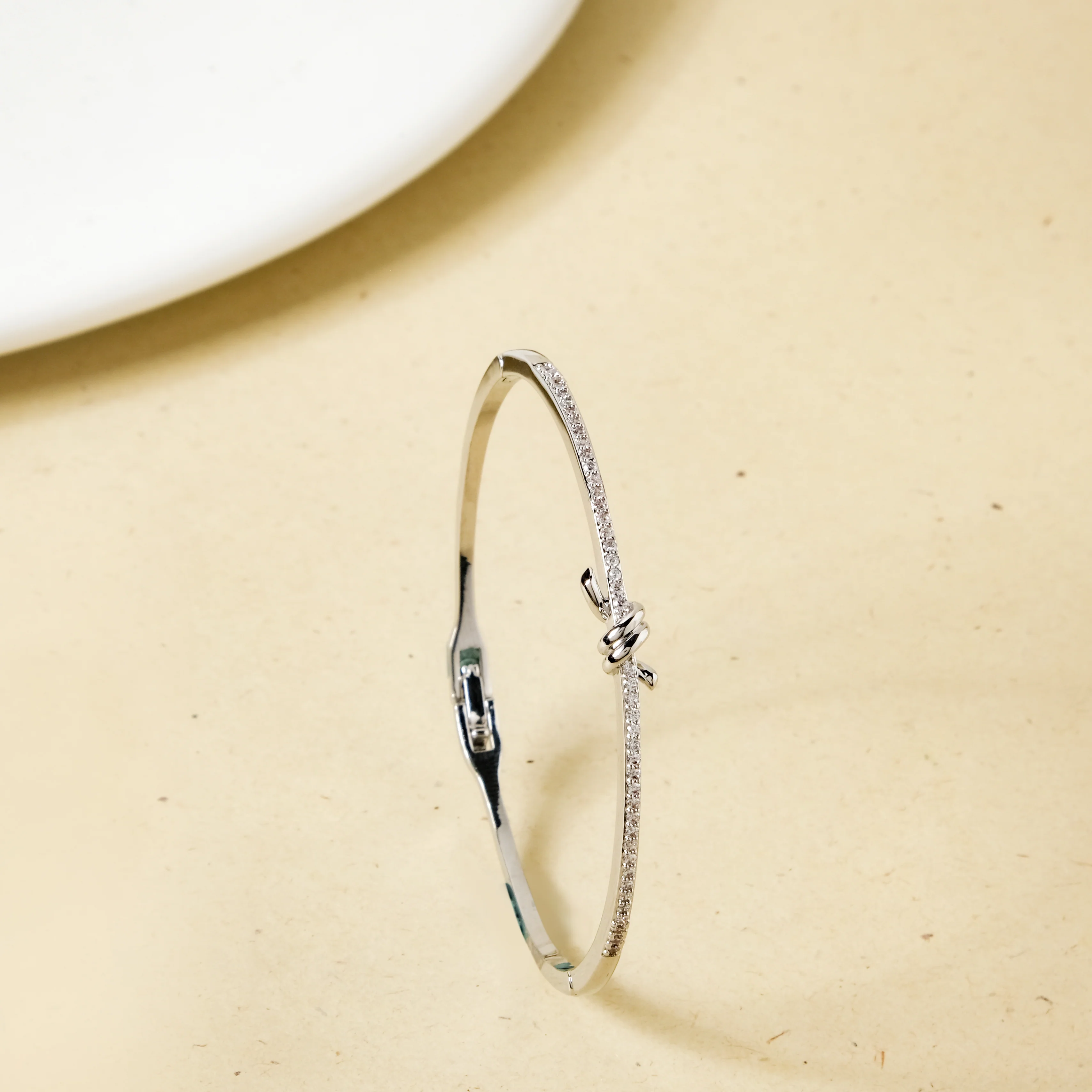 Knotted Glamour Silver Cuff Bracelet