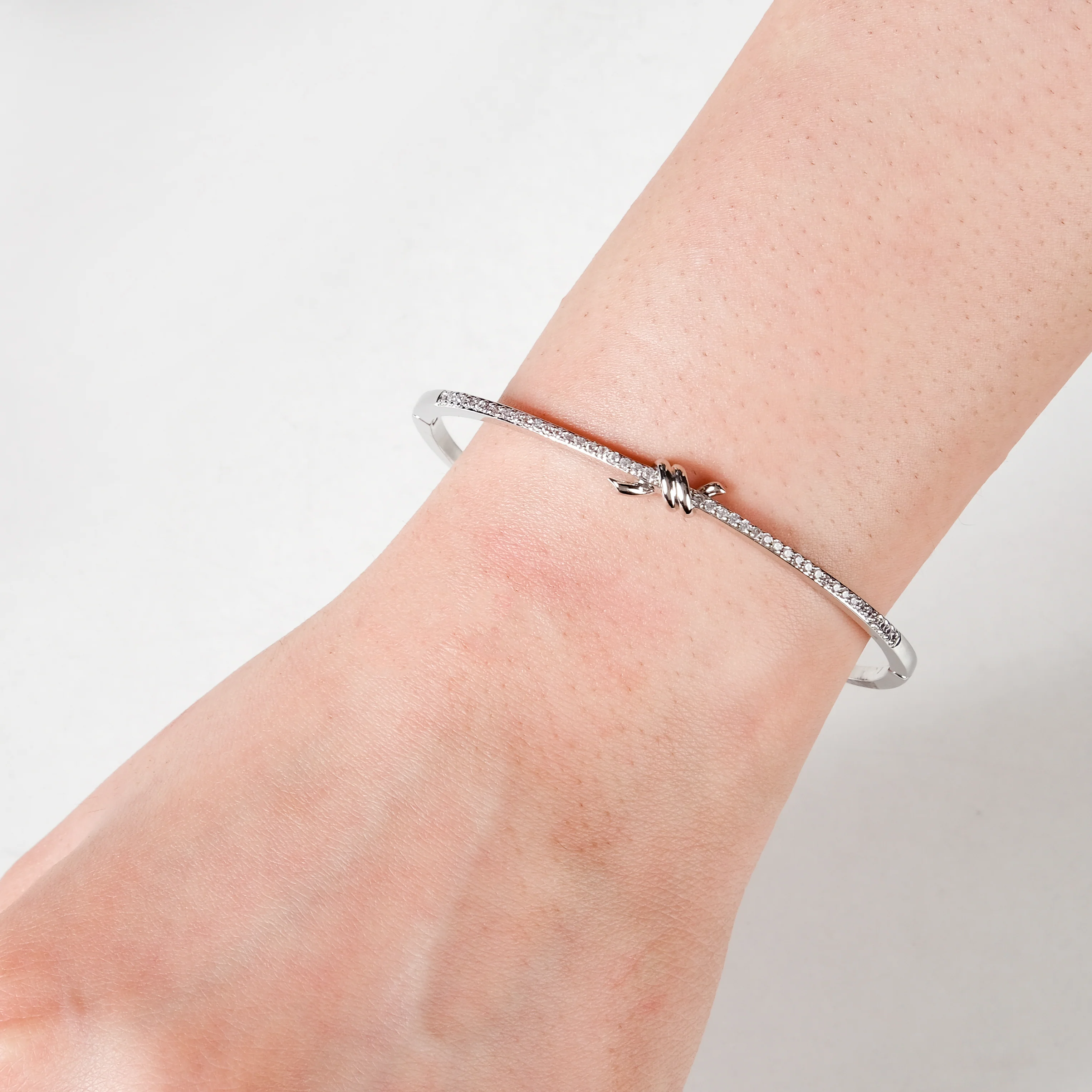Knotted Glamour Silver Cuff Bracelet - Image 2