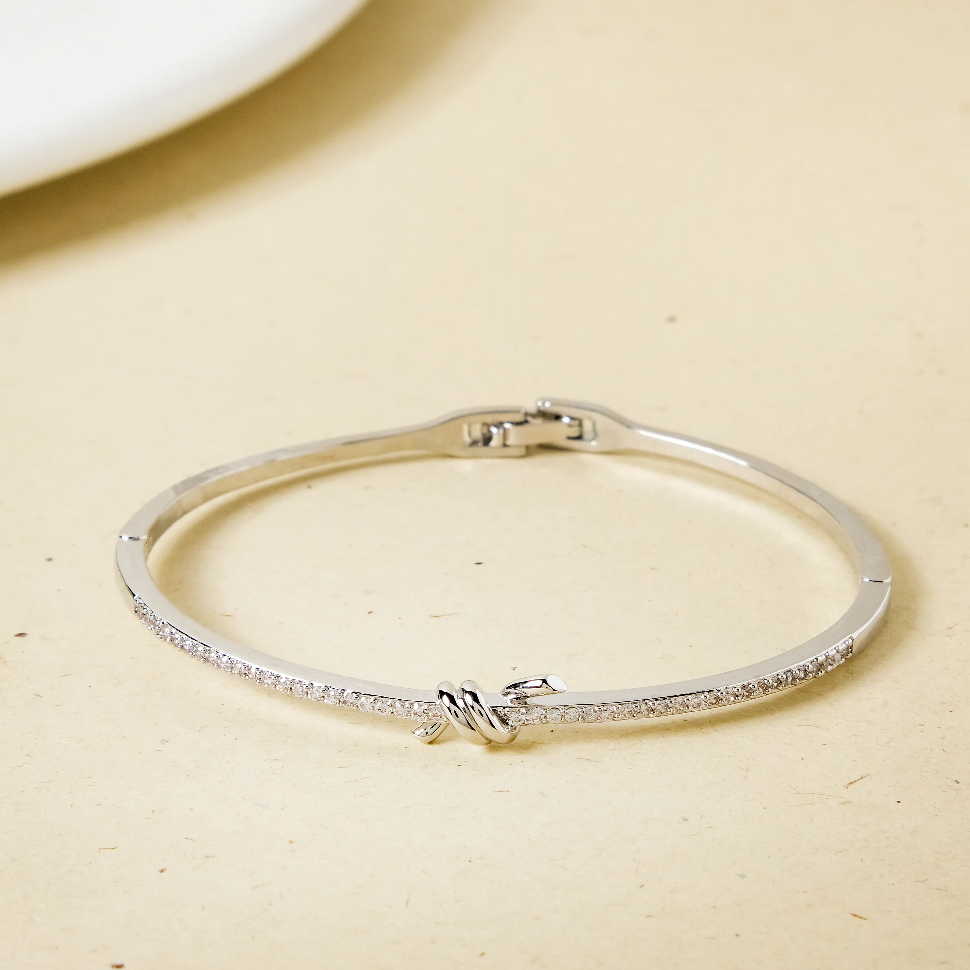 Knotted Glamour Silver Cuff Bracelet - Image 7